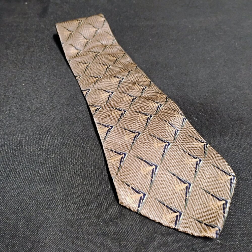 Black Label by Bill Blass 100% Silk Neck Tie Square Multicolor Geometric Classic
